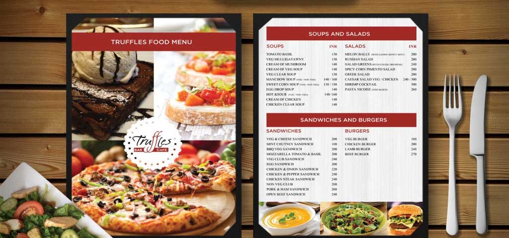 truffles food menu card design restaurant branding design, truffles food menu desing